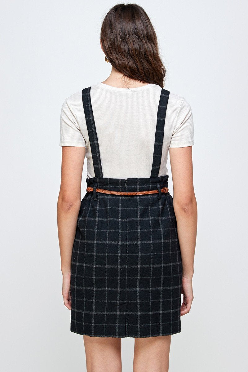 ARROW Plaid Suspender Skirt with Belt Detail