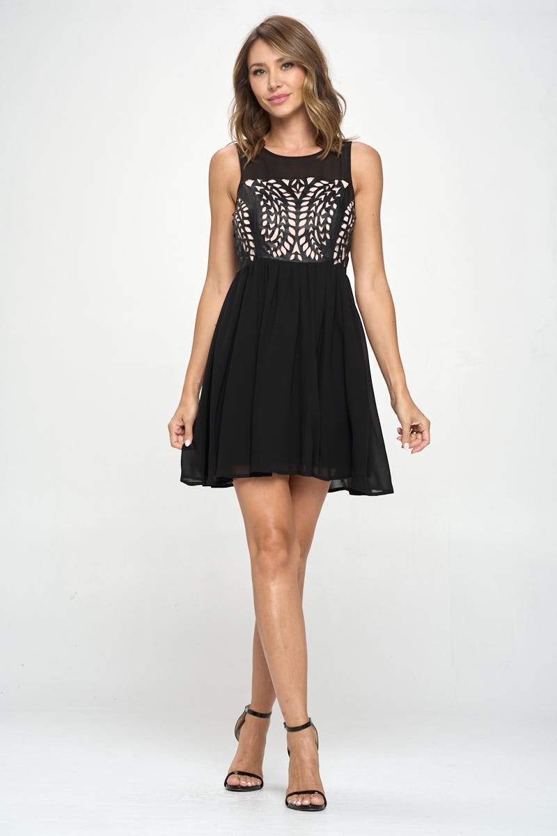ARROW Women's Sleeveless Laser-Cut Fit and Flare Dress