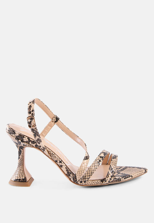 City Snake Print Spool Heel Sandals