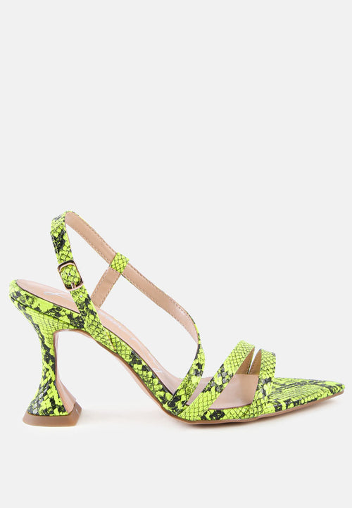 City Snake Print Spool Heel Sandals