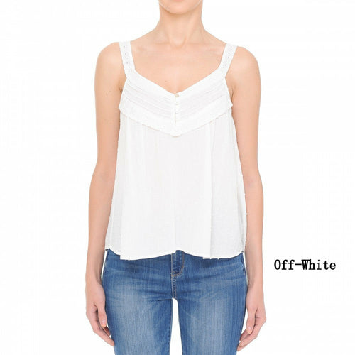 Swiss Dot V-Neck Lace Tank