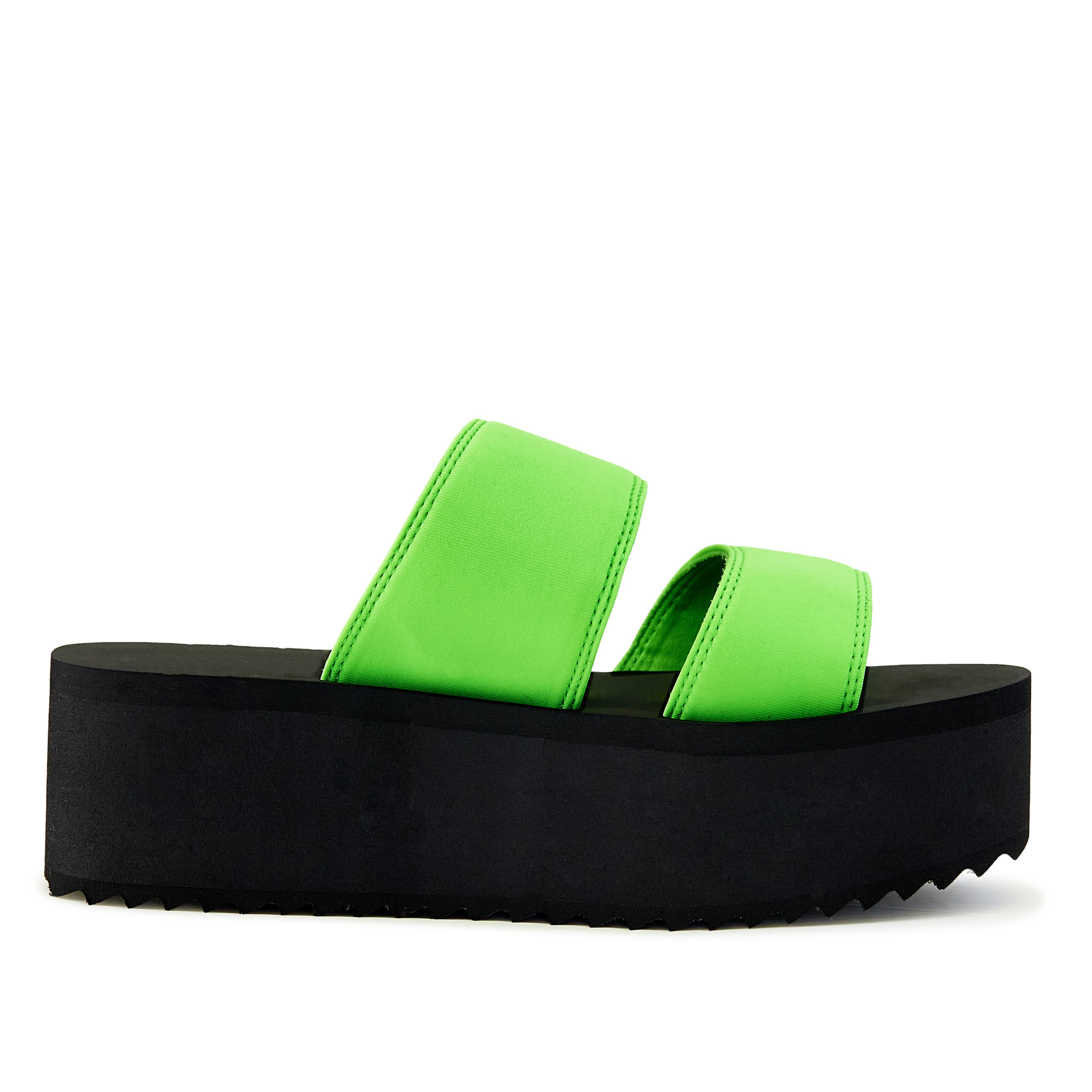 Pear Platform Sandals in Neon Green