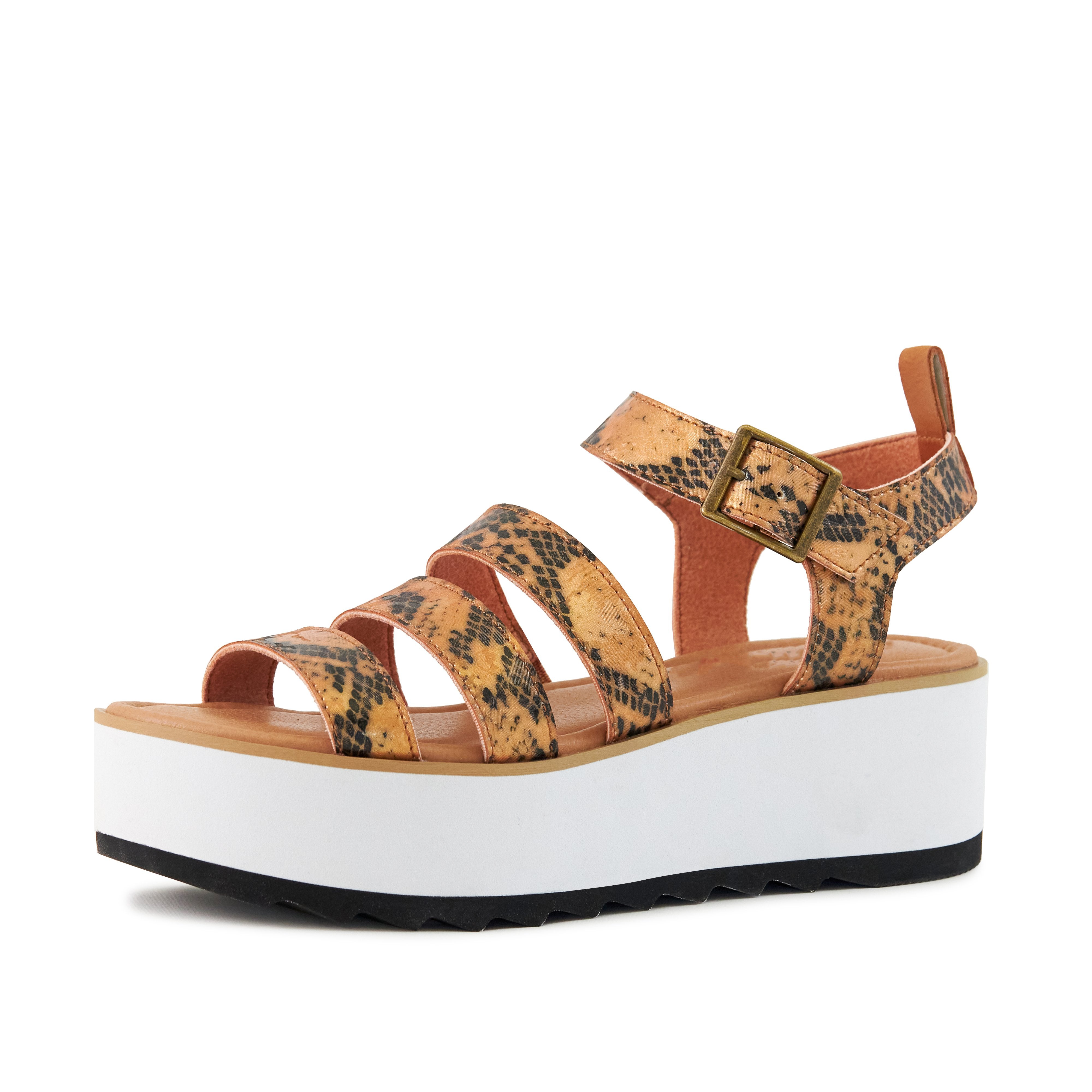 Pear Kauai Platform Sandals in Snake Tan