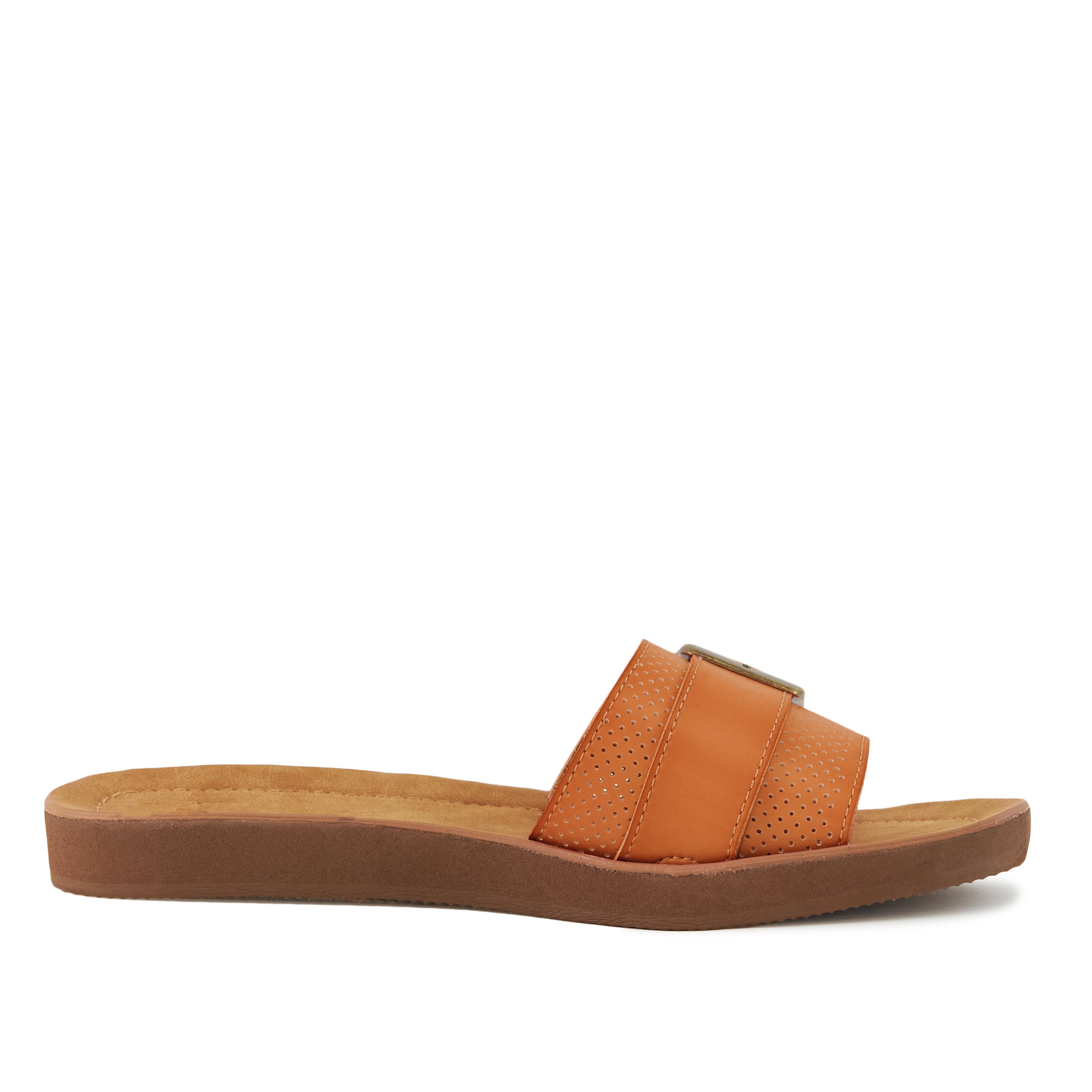 Pear Buckle Down Sandals in Tan