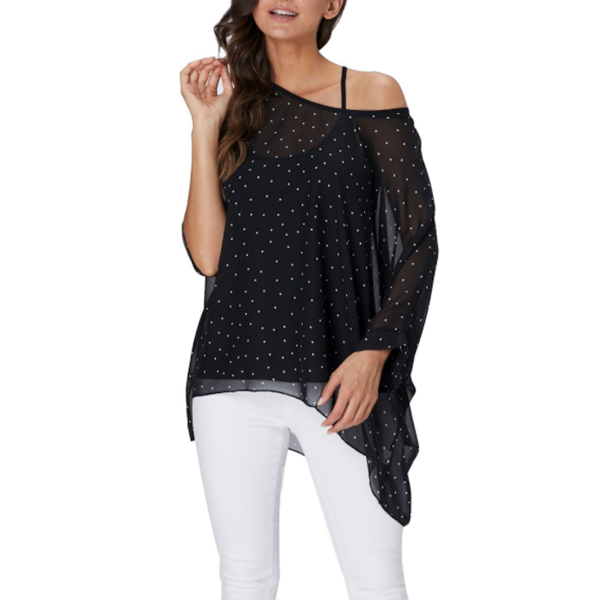 Polkadot Batwing Tunic Top