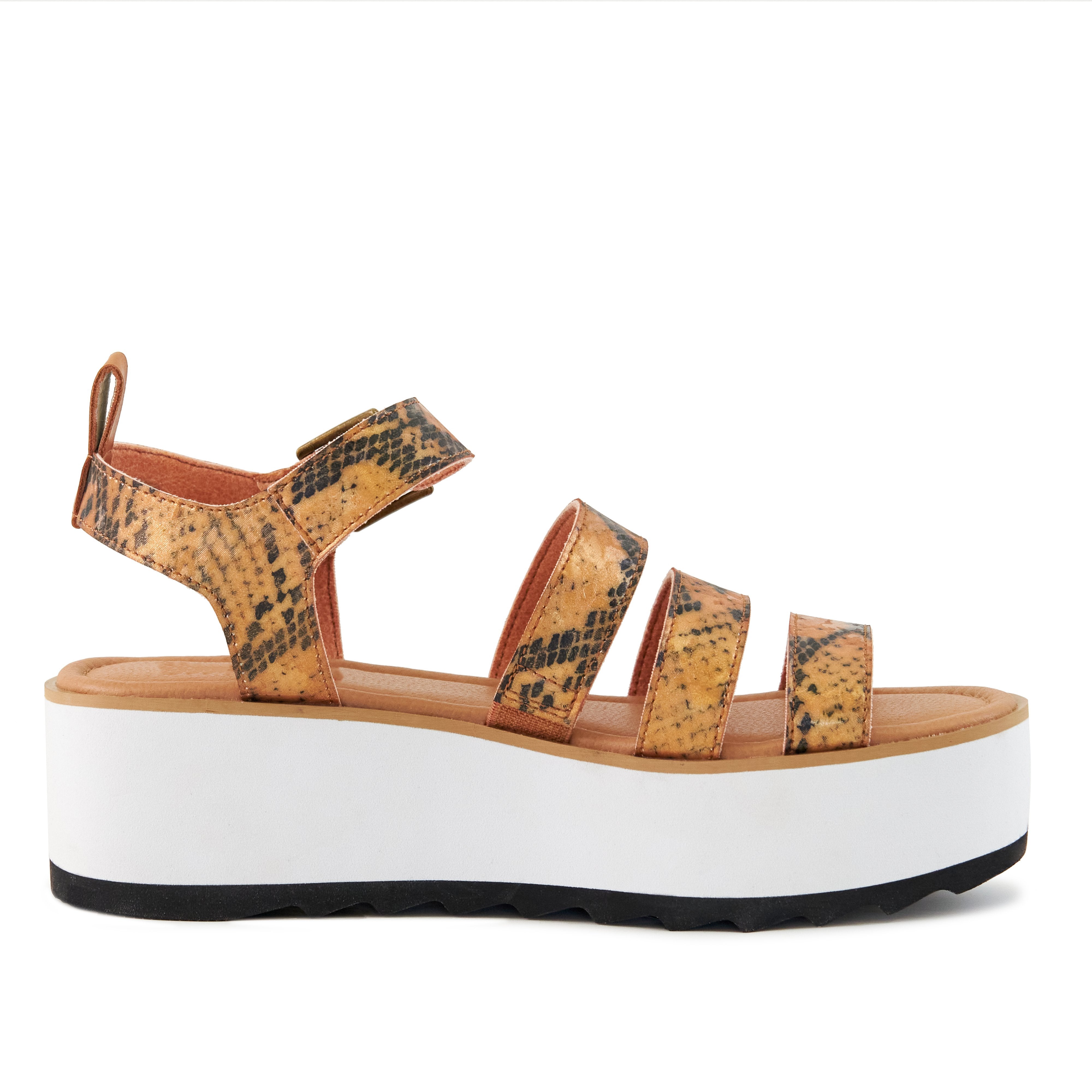 Pear Kauai Platform Sandals in Snake Tan