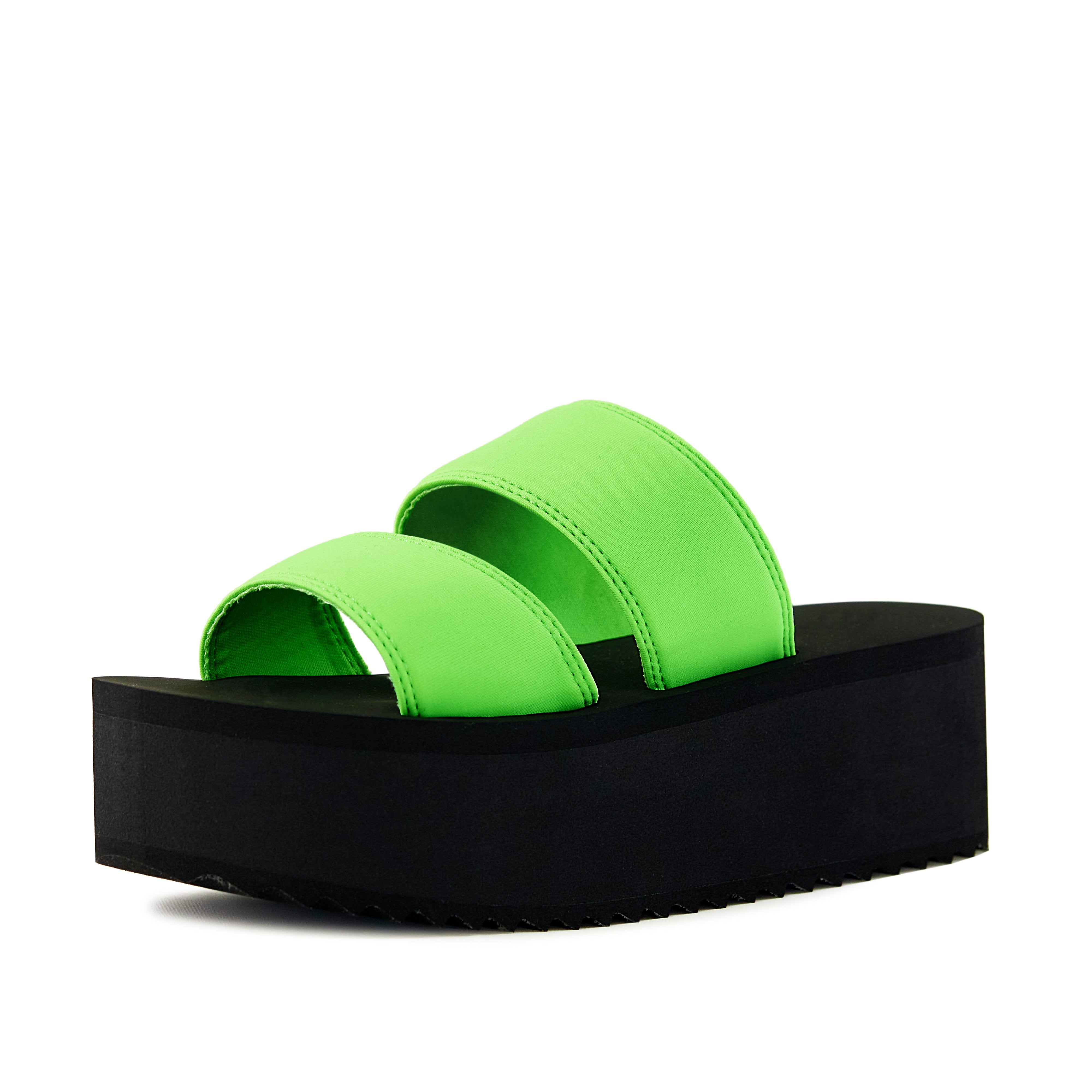 Pear Platform Sandals in Neon Green