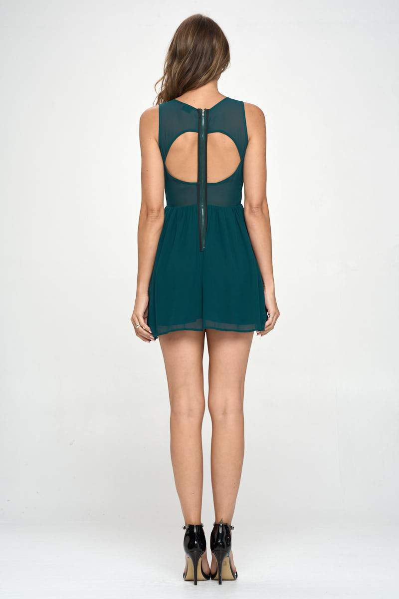 Arrow Faux Leather Cut-Out Mini Dress