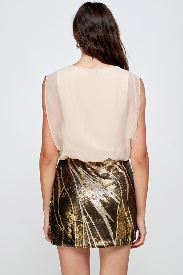 ARROW Sequin Skirt with Sleeveless Blouson Dress