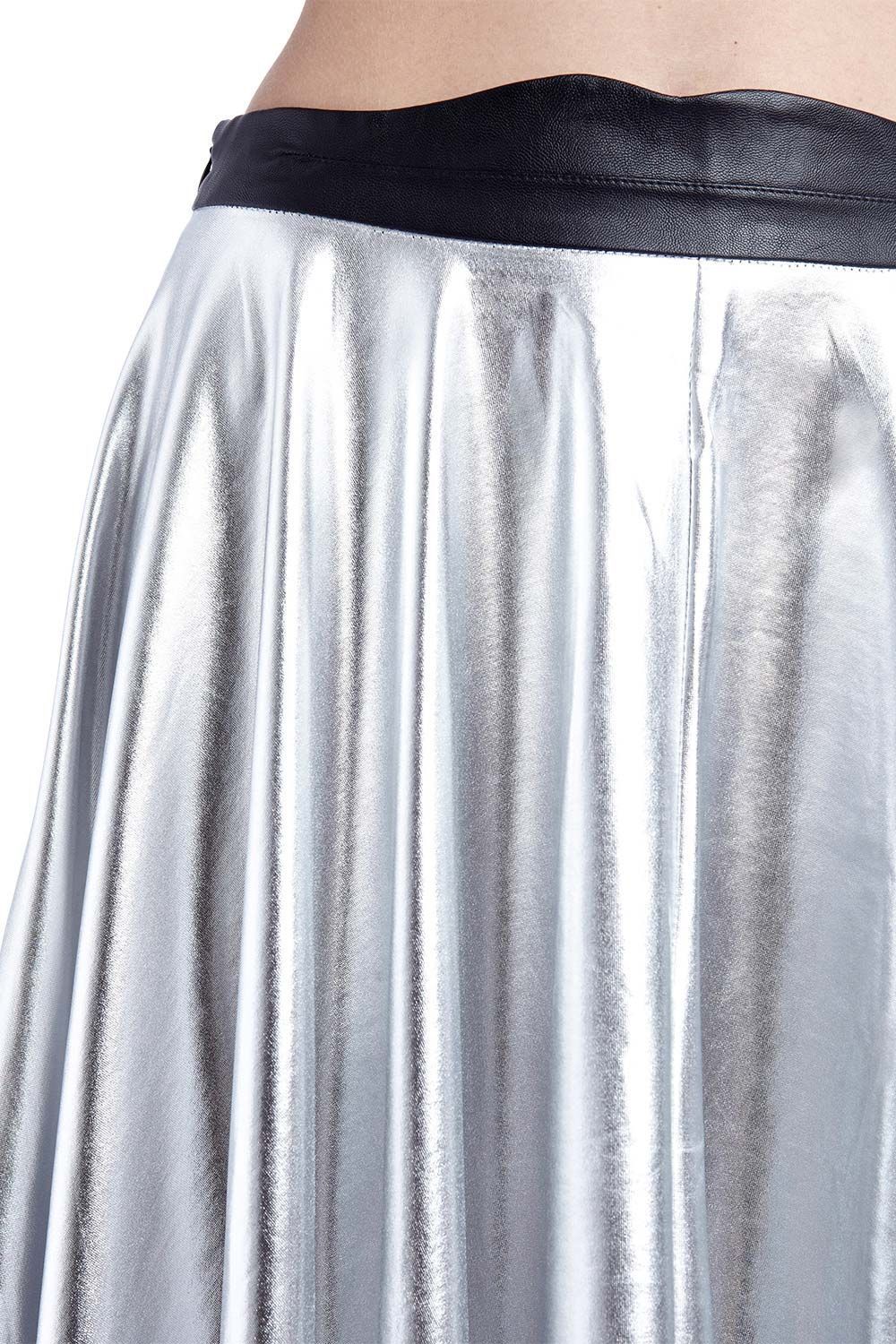 Tammy Scott Metallic Silver Pleated Skirt