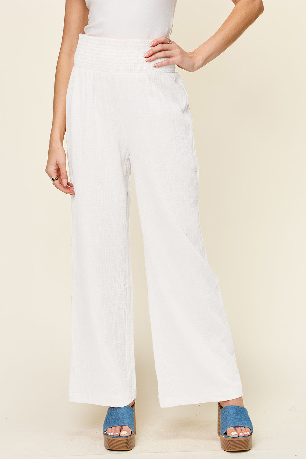 Harbor Ease Smocked Wide Leg Pants