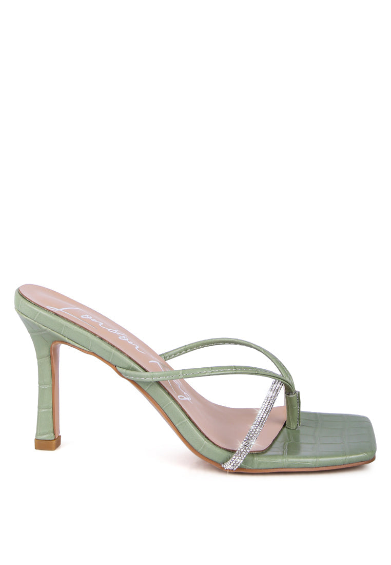 Lara Croc Rhinestone Strap Sandals