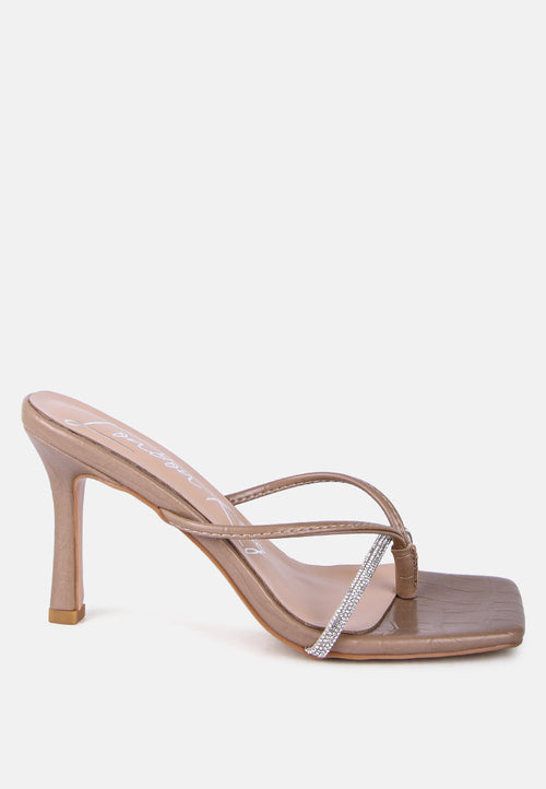 Lara Croc Rhinestone Strap Sandals
