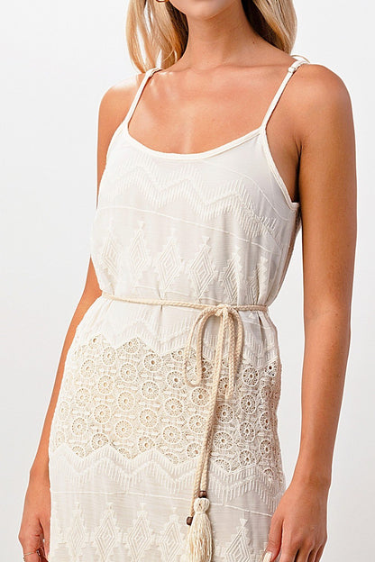 ARROW Boho Embroidered Maxi Dress with Adjustable Straps