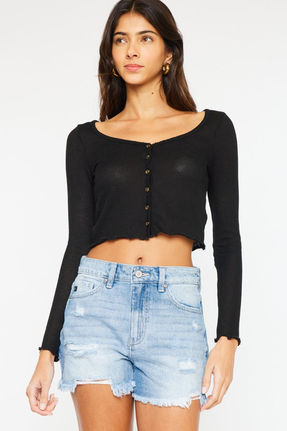 Sundown Raw Hem Denim Shorts