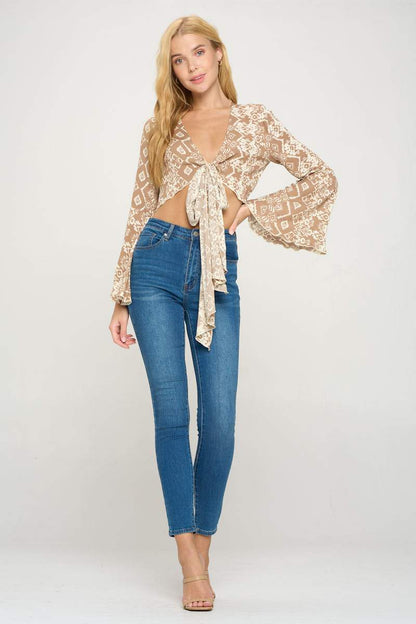 Bella Boho Crop Top with Front Tie