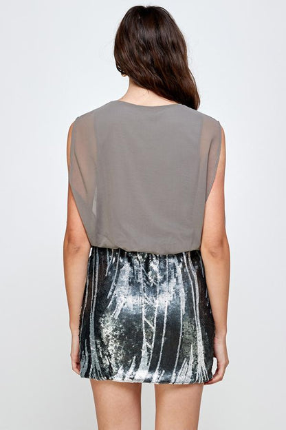 ARROW Sequin Skirt with Sleeveless Blouson Dress