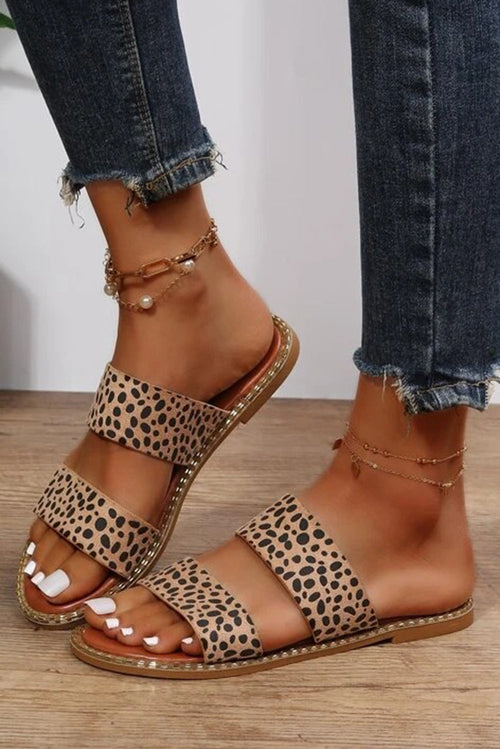 Elle Leopard Double Strap Sandals