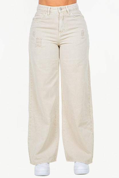 Rowan Distressed Wide Leg Jeans