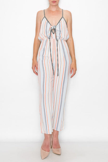 Hera Vee Front Tie Jumpsuit in Orange