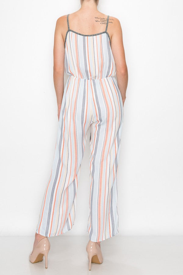 Hera Vee Front Tie Jumpsuit in Orange