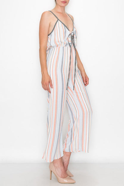 Hera Vee Front Tie Jumpsuit in Orange
