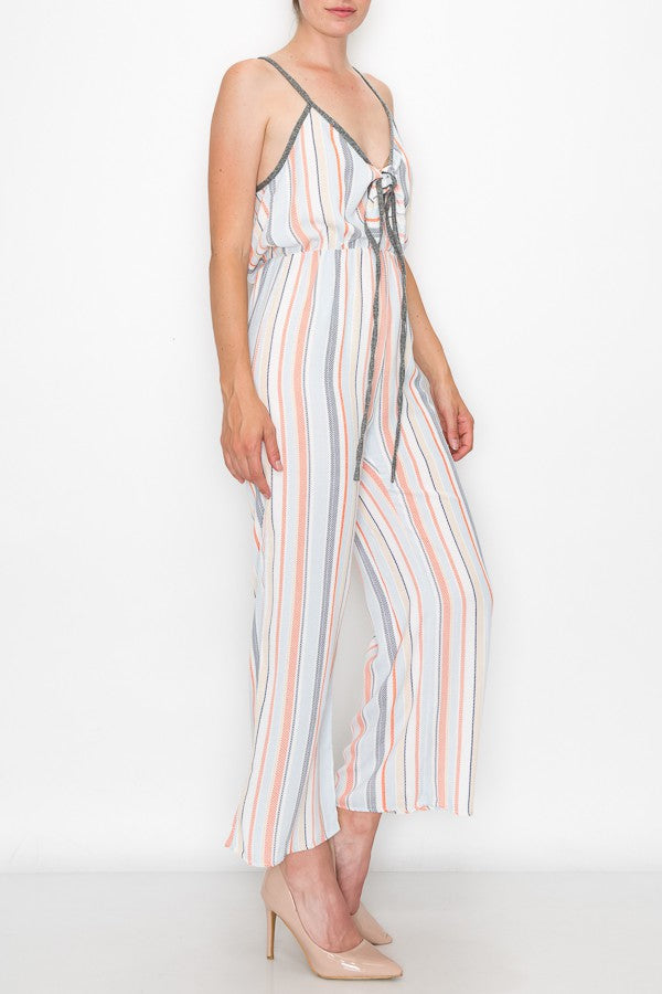 Hera Vee Front Tie Jumpsuit in Orange