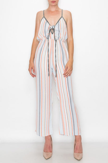 Hera Vee Front Tie Jumpsuit in Orange