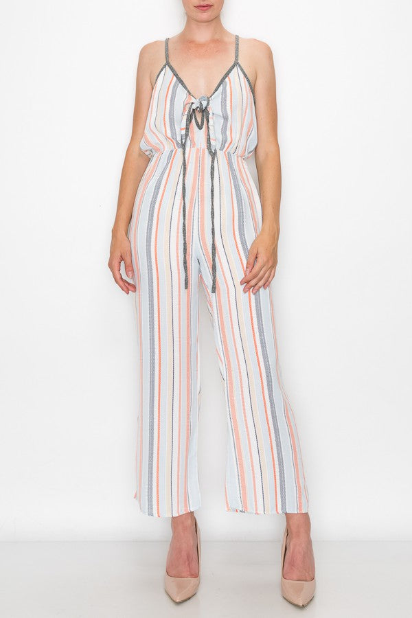 Hera Vee Front Tie Jumpsuit in Orange