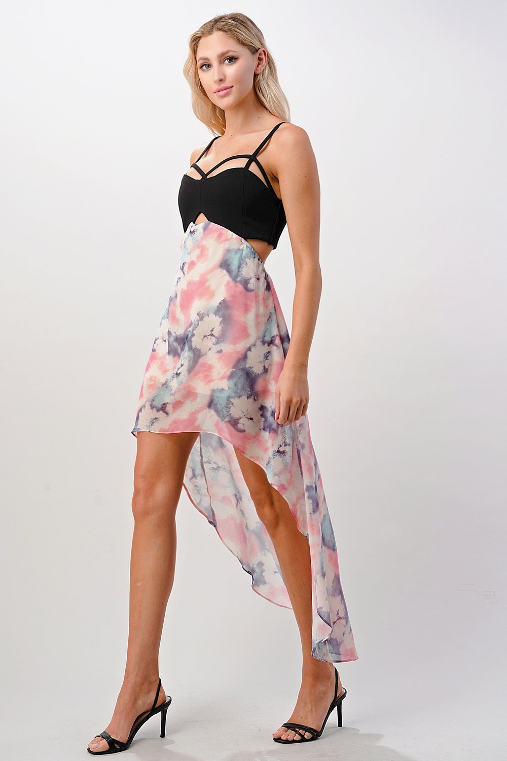 ARROW Strappy Bodice Tie-Dye High-Low Dress