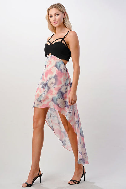ARROW Strappy Bodice Tie-Dye High-Low Dress