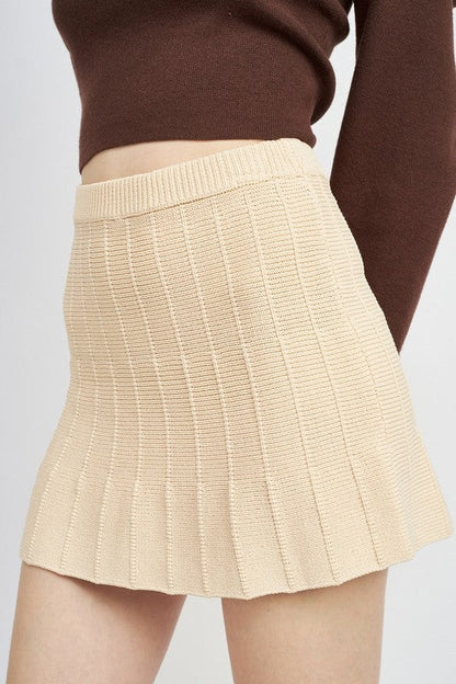 Soft Focus Knit Pleated Mini Skirt