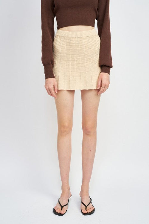 Soft Focus Knit Pleated Mini Skirt