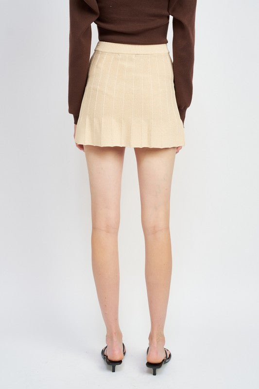 Soft Focus Knit Pleated Mini Skirt