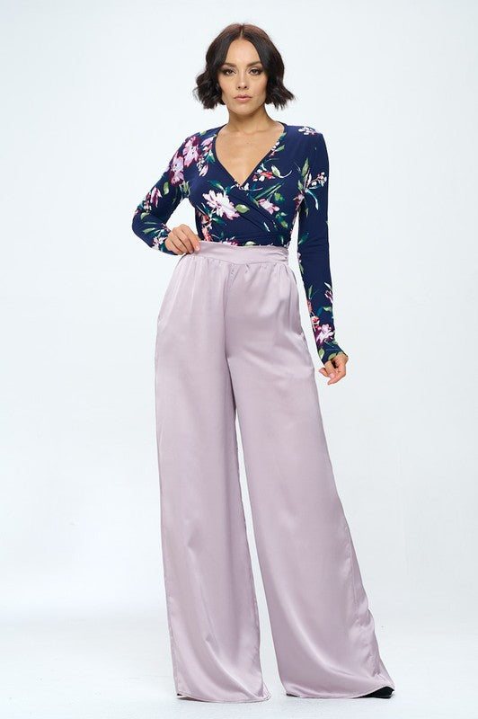 Luna Satin Wide Leg Pants