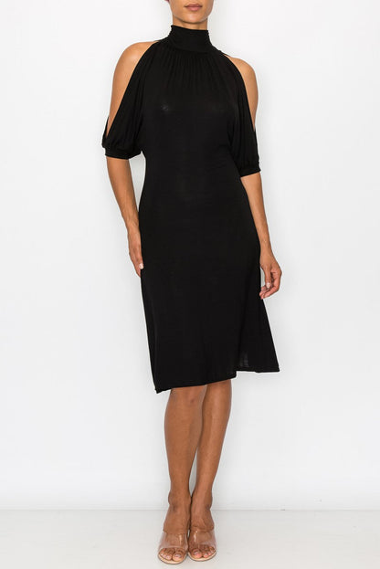Margie Open Shoulder Dress in Black