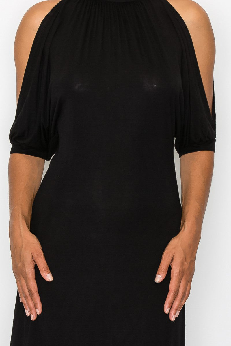 Margie Open Shoulder Dress in Black