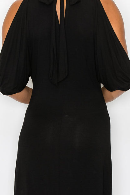 Margie Open Shoulder Dress in Black