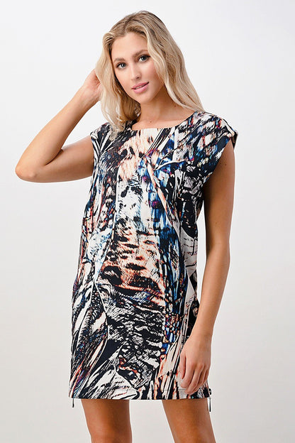 ARROW Abstract Print Cap-Sleeve Mini Dress