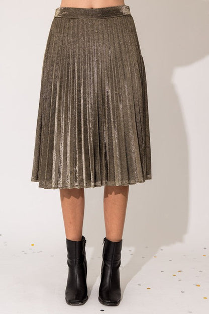 Aurora Gleam Pleated Midi Skirt