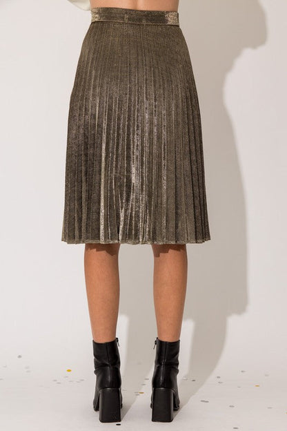 Aurora Gleam Pleated Midi Skirt