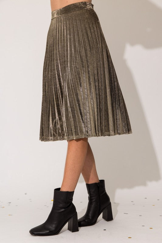 Aurora Gleam Pleated Midi Skirt