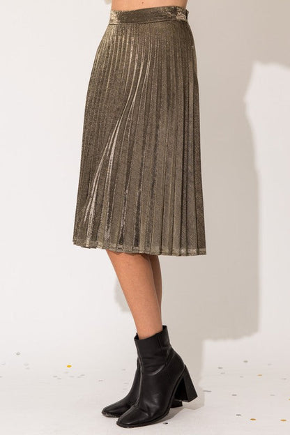 Aurora Gleam Pleated Midi Skirt