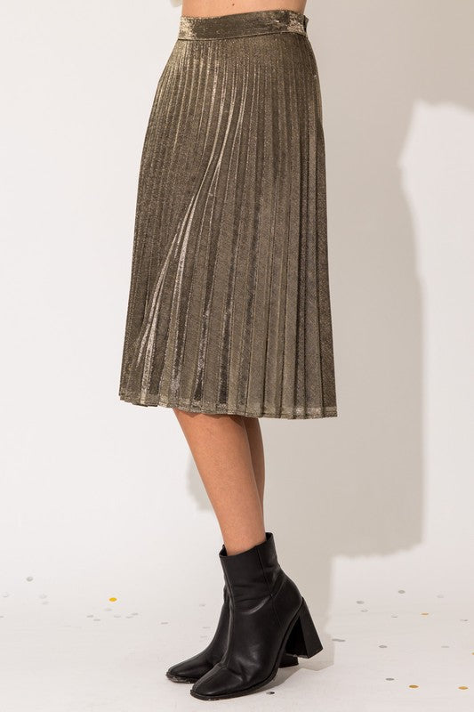 Aurora Gleam Pleated Midi Skirt