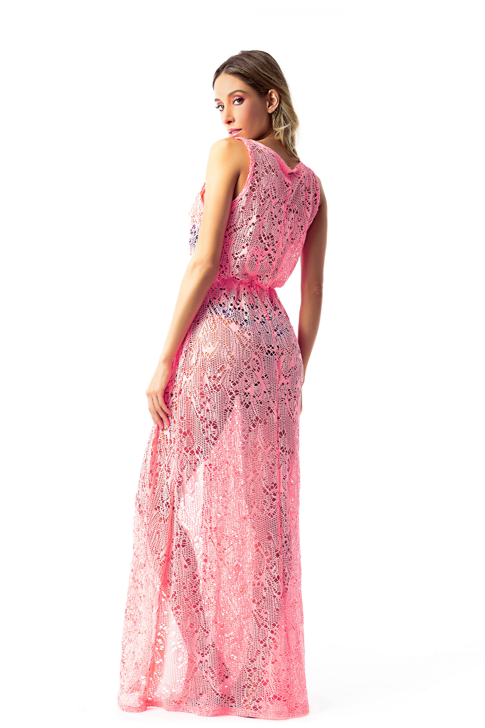 Skylar King Graced Beach Cover Up in Neon Pink