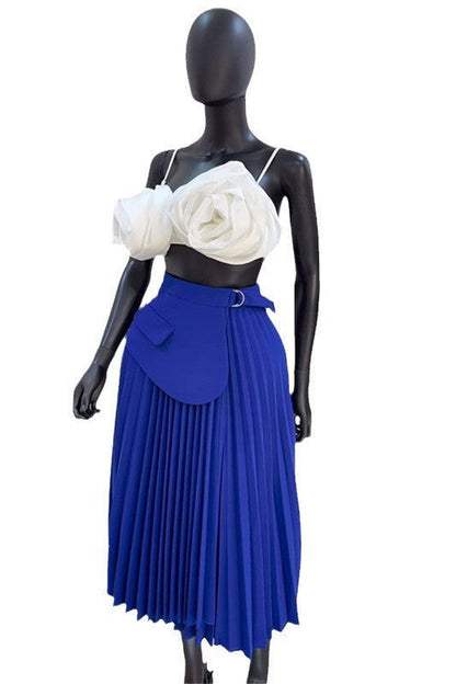 Cinnamon D-Ring Pleated Maxi Skirt