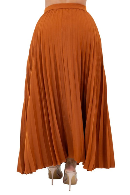 Cinnamon D-Ring Pleated Maxi Skirt