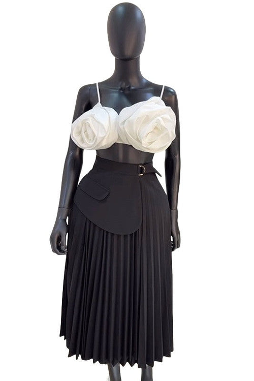 Cinnamon D-Ring Pleated Maxi Skirt