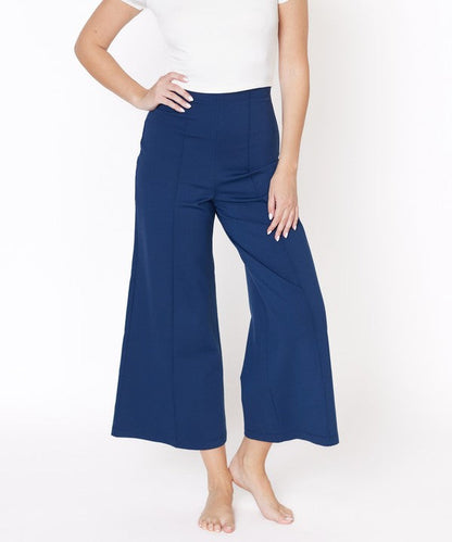 Bamboo Ponte High-Waist Wide Leg Ankle Pant