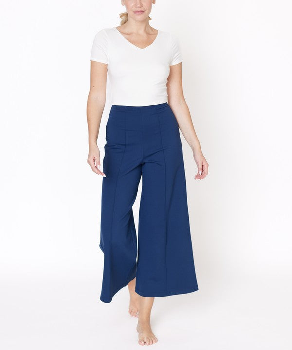 Bamboo Ponte High-Waist Wide Leg Ankle Pant